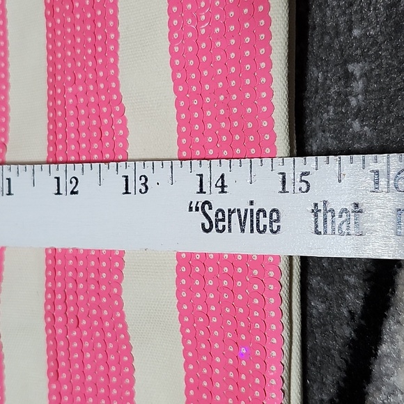 VICTORIA SECRET 2016 OMBRE SEQUINS STRIPED CANVAS CARRY-ALL TOTE BAG - Picture 5 of 10